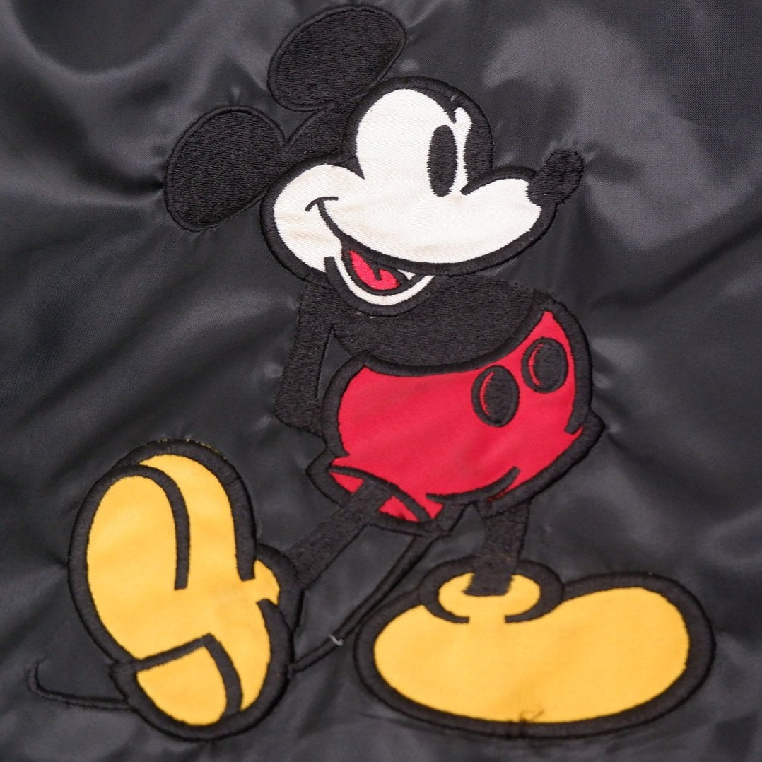 Vintage Mens Disney Mickey Mouse Varsity Jacket Black Embroidered | Migration_Jacket MJ DROP - Alternate View | Fashion Rerun