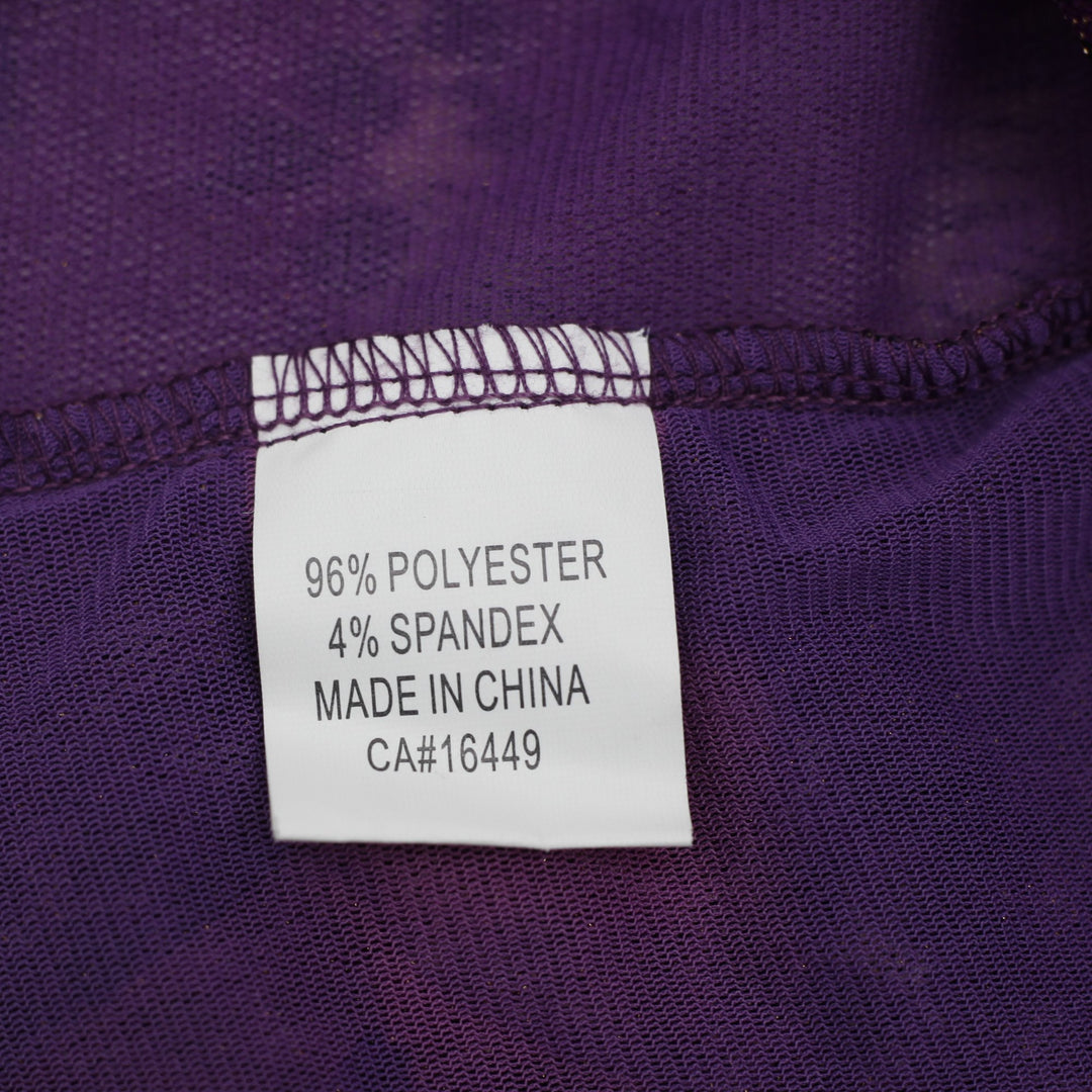Y2K Ladies Amanda Collection Purple Leopard Mesh Layered Faux Wrap Top Size L
