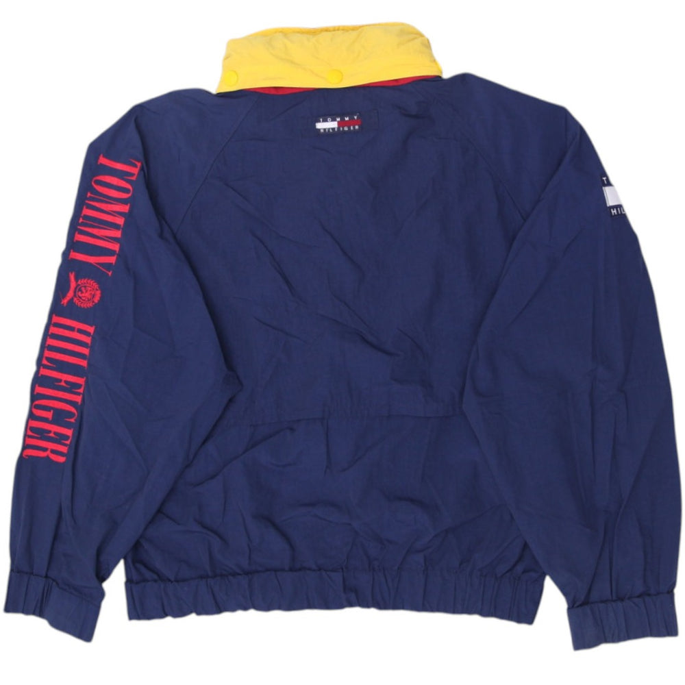 Vintage Mens Tommy Hilfiger Navy Colorblock Logo Zipper Jacket | Migration_Jackets - Side View | Fashion Rerun