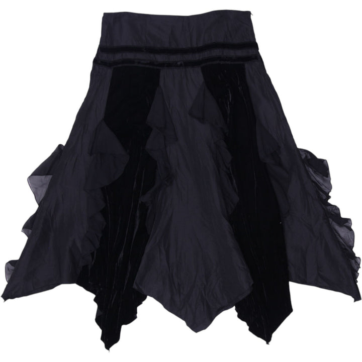 Y2K Ladies Ness Long Skirt Black Ruffle Layered Gothic Size L