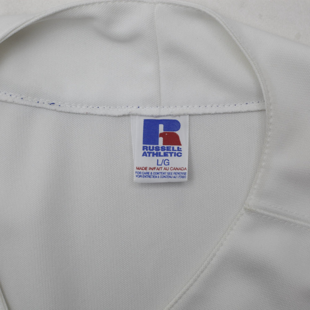 Vintage Mens Russell Athletic Blue Jays Baseball Jersey White L | Migration_Jerseys - Back View | Fashion Rerun