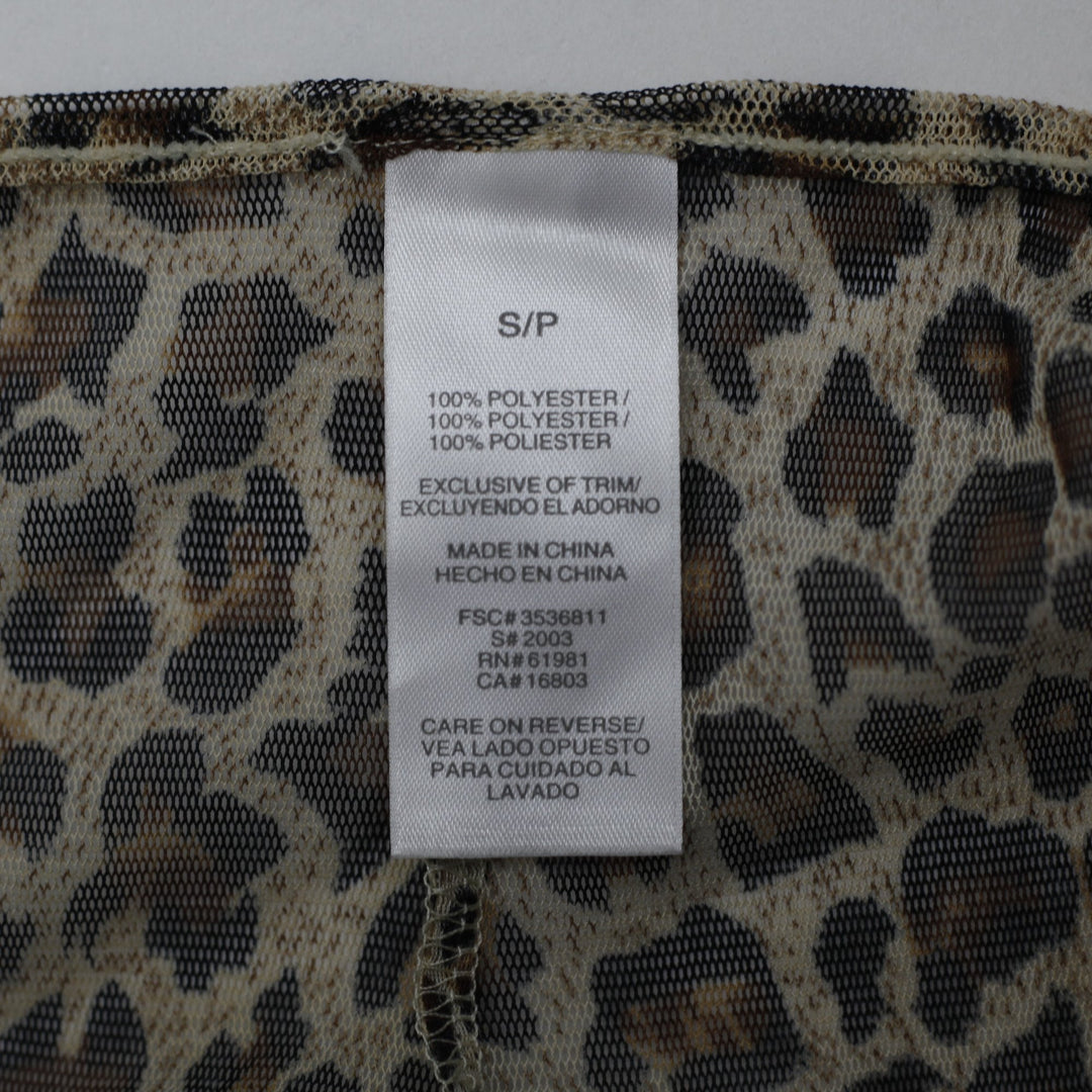 Y2K Ladies Leopard Print Sheer Mesh Cami Top Size S