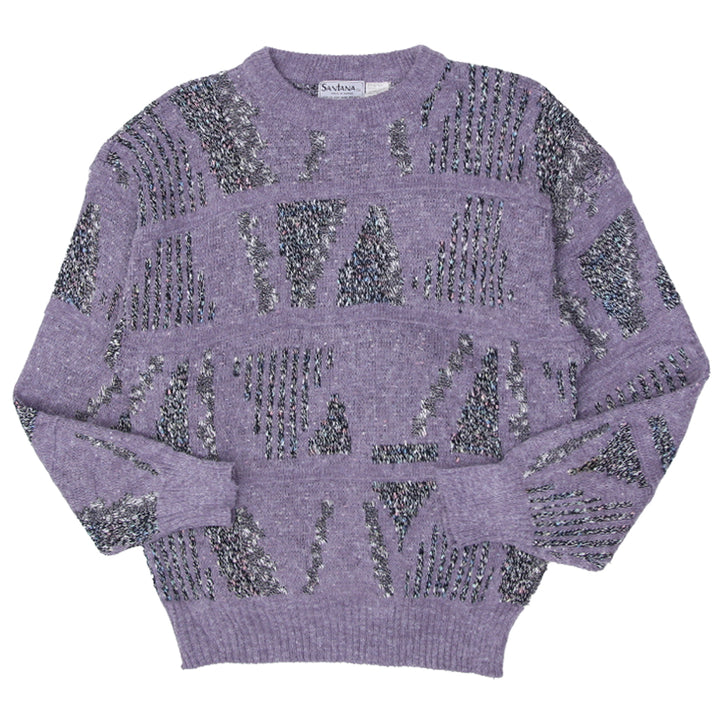 Vintage Santana Ltd. Purple Geometric Pullover Sweater Ladies M - Fashion Rerun Vintage Migration_Sweaters