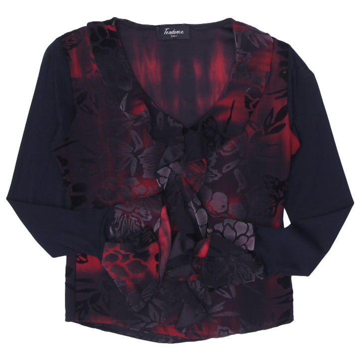 Y2K Ladies Ruffle Front Long Sleeve Top