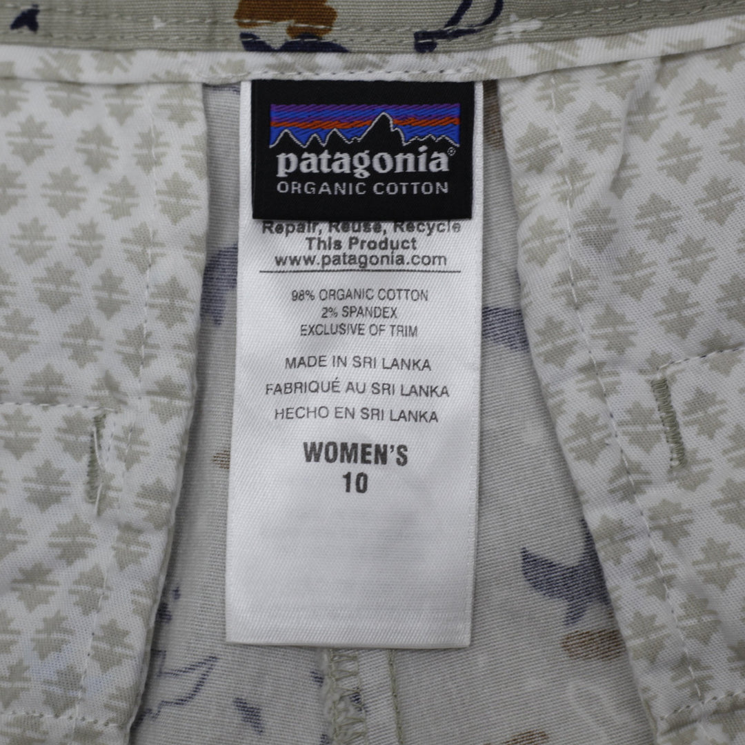 Ladies Patagonia Stretch All-Wear Utility Chino Shorts Wilder Stone Bird Print