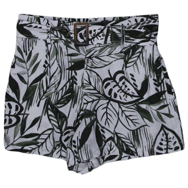 Ladies Tahari Belted Printed Linen Shorts