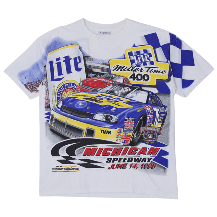 Vintage 1998 Chase Authentics Nascar Michigan Speedway AOP Racing T-Shirt Made in USA, Size M - Fashion Rerun Vintage Migration_T-Shirt