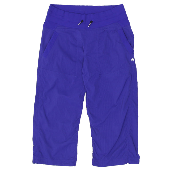 Ladies Lululemon Crop Pants Studio Blue Elastic Waist Casual