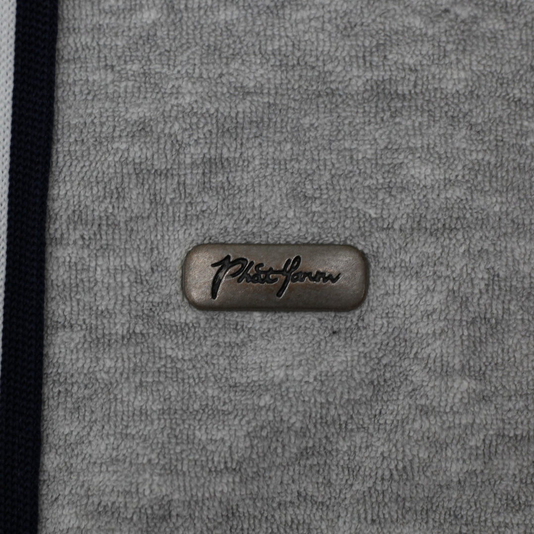 Y2K Mens Phat Farm Polo Gray Checkered Zip Up Velour Jacket L