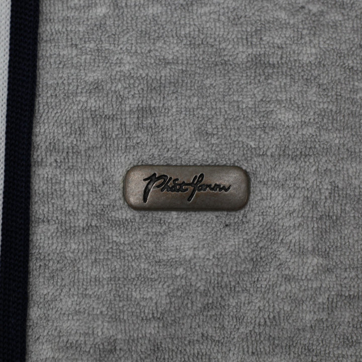 Y2K Mens Phat Farm Polo Gray Checkered Zip Up Velour Jacket L
