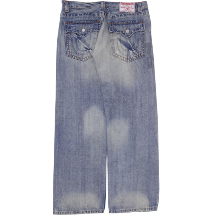 Y2K Mens True Religion Joey Flap Pocket Blue Denim Jeans Size 36x33