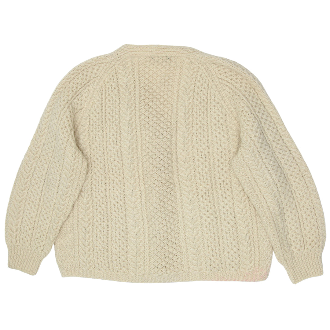 Vintage Irish Cottage Woolen Knitted Sweater Cardigan Ladies