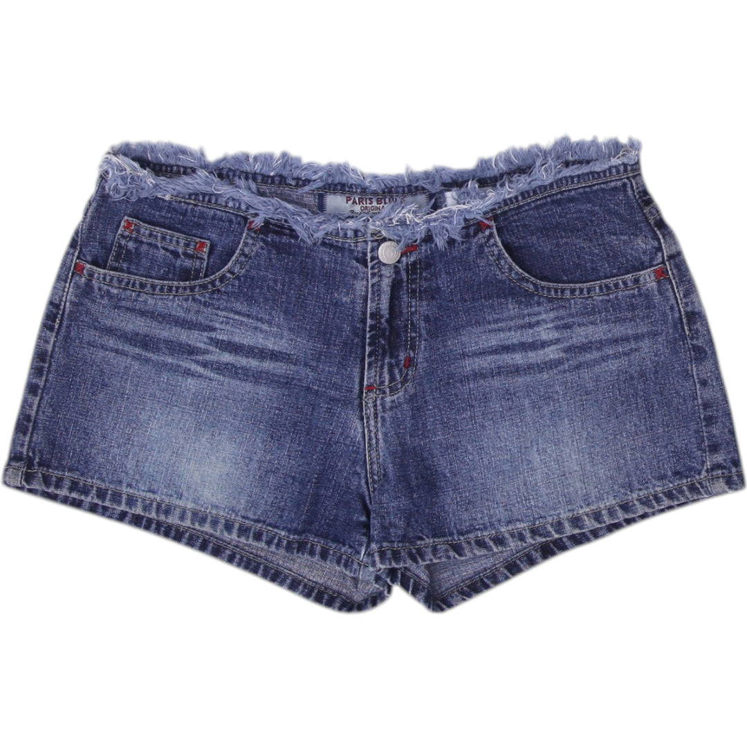 Y2K Ladies Blue Frayed Distressed Casual Denim Shorts Size 7 | Migration_Shorts | Fashion Rerun