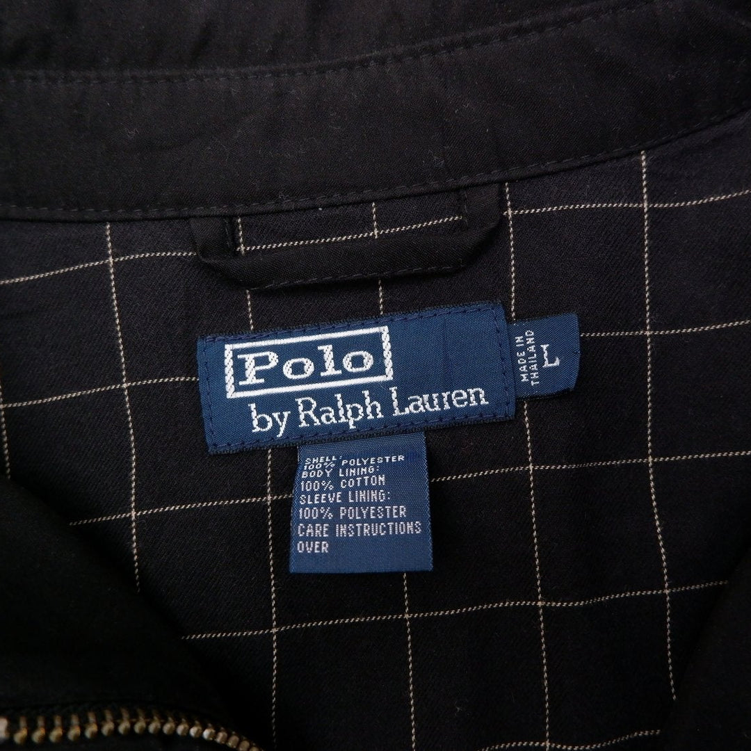 Vintage Mens Polo Ralph Lauren Harrington Jacket Black Full Zip Classic Logo