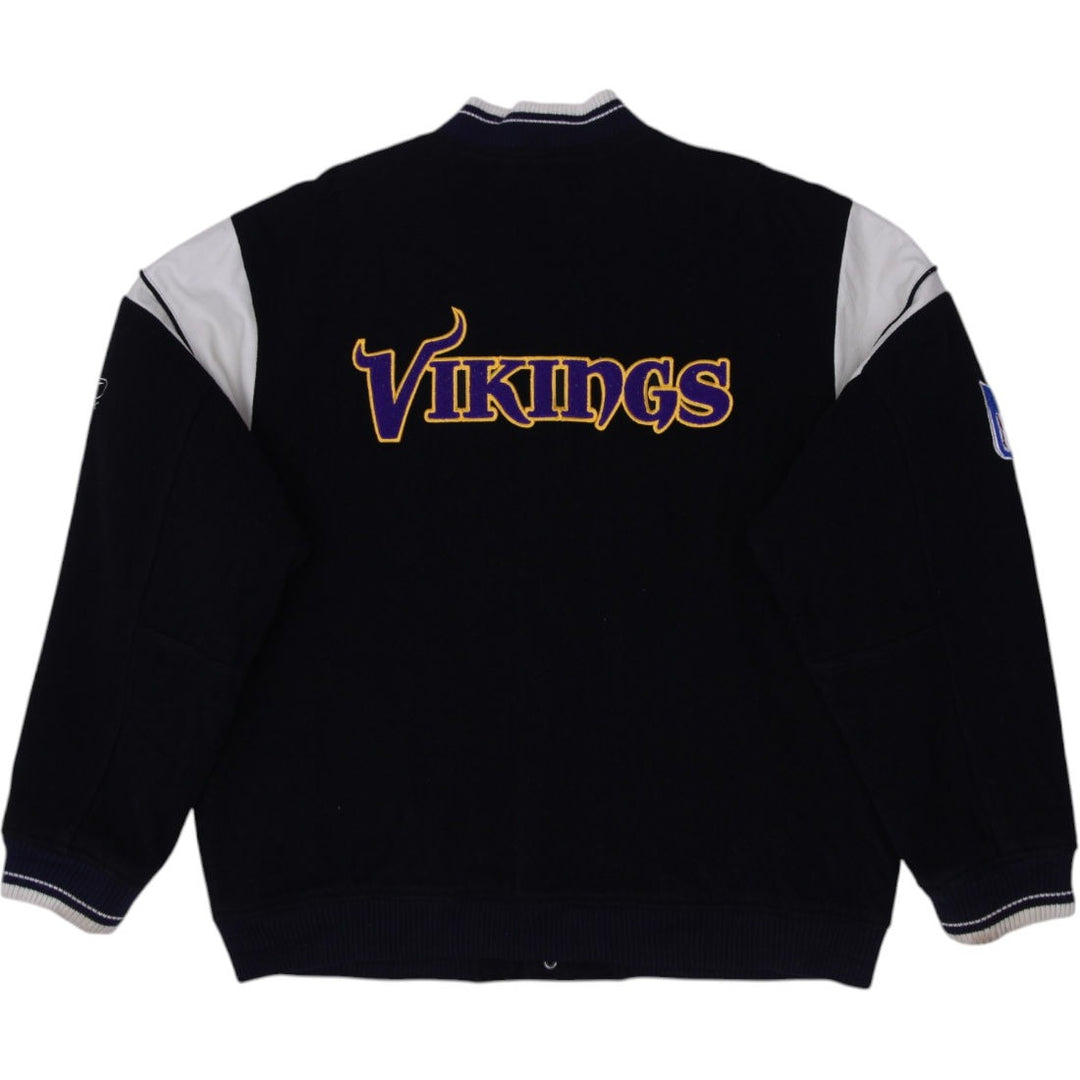 Vintage 90s Reebok NFL Minnesota Vikings Football Varsity Jacket Size XL | Migration_Jackets - Side View | Fashion Rerun