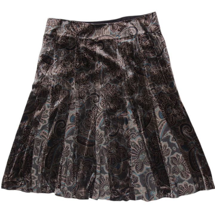 Y2K Ladies Ann Taylor Loft Paisley Silk-Blend Pleated Skirt Size 12