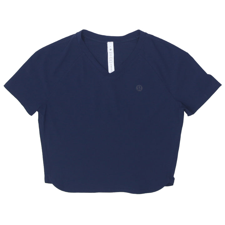 Mens Lululemon V-Neck Crop T-Shirt Navy - Fashion Rerun Vintage Migration_T-Shirt