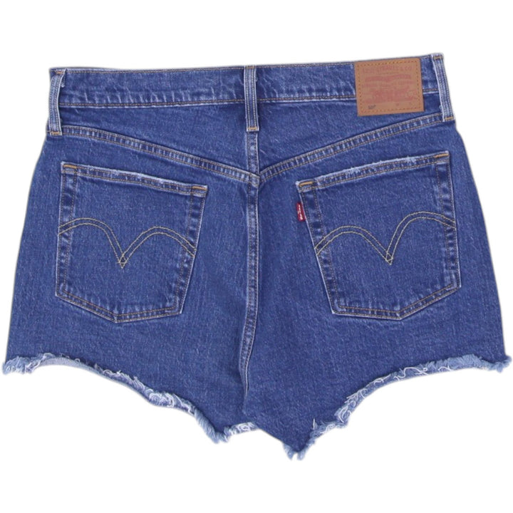 Ladies Levi's Denim Shorts Blue Frayed High Waist Retro