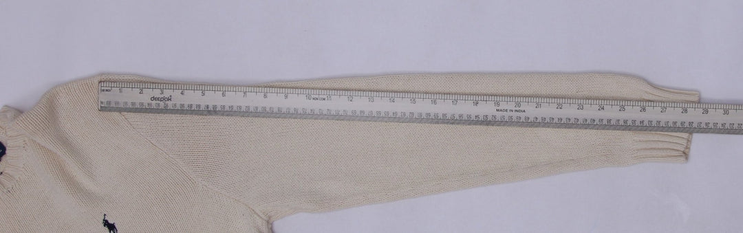 Vintage Mens Ralph Lauren Off White Cotton Logo Sweater Size L | Migration_Knitwear & Sweaters RL Collection | Fashion Rerun
