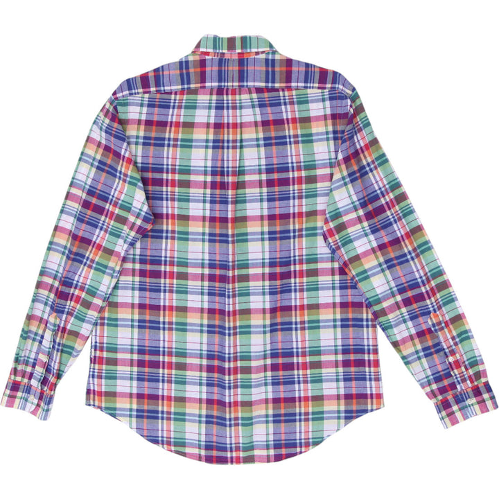 Mens Ralph Lauren Madras Multi Color Plaid Long Sleeve Shirt Size L