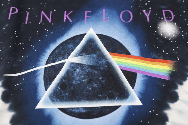 Mens 2005 Liquid Blue Pink Floyd "Dark Side Of The Moon" Tie-Dye Band T-Shirt L