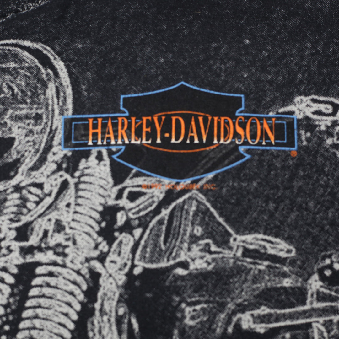 Vintage 1992 Harley Davidson Motorcycles Rider AOP T-Shirt, Single Stitch Made In USA, XL - Fashion Rerun Vintage Migration_T-Shirt