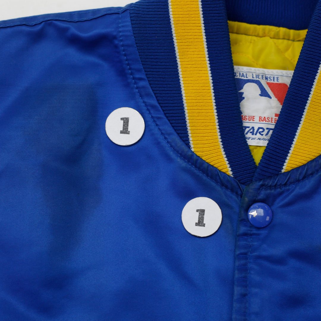 Vintage 90s Starter MLB Milwaukee Brewers Button Up Satin Jacket Size L | Migration_Jackets - View 9 | Fashion Rerun