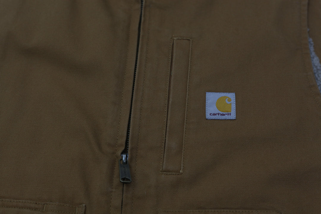 Mens Carhartt 104277 Loose Fit Washed Duck Sherpa-Lined Mock-Neck Vest