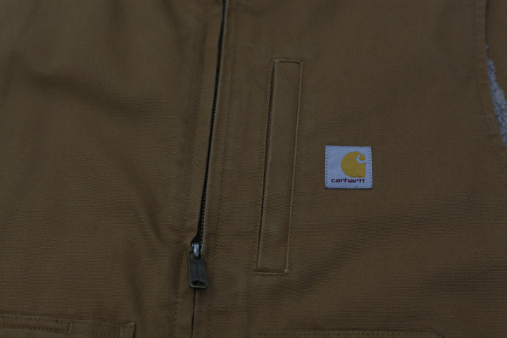 Mens Carhartt 104277 Loose Fit Washed Duck Sherpa-Lined Mock-Neck Vest