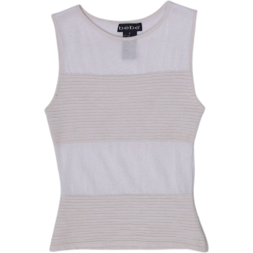 Y2K Ladies Bebe Silk Blend Ribbed Knit Tank Top Size S