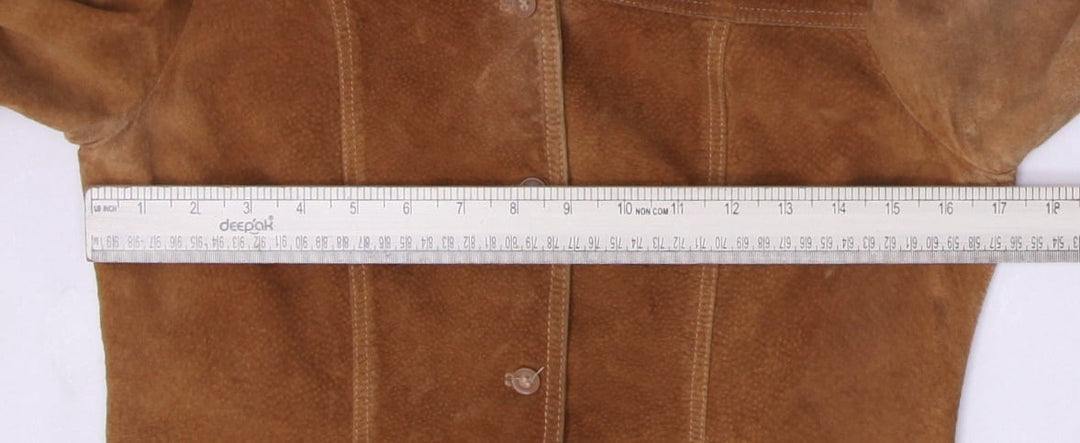 Y2K Ladies Suede Jacket Brown Button Up Long Sleeve Size S | Migration_Jackets - View 7 | Fashion Rerun