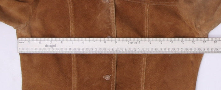 Y2K Ladies Suede Jacket Brown Button Up Long Sleeve Size S | Migration_Jackets - View 7 | Fashion Rerun