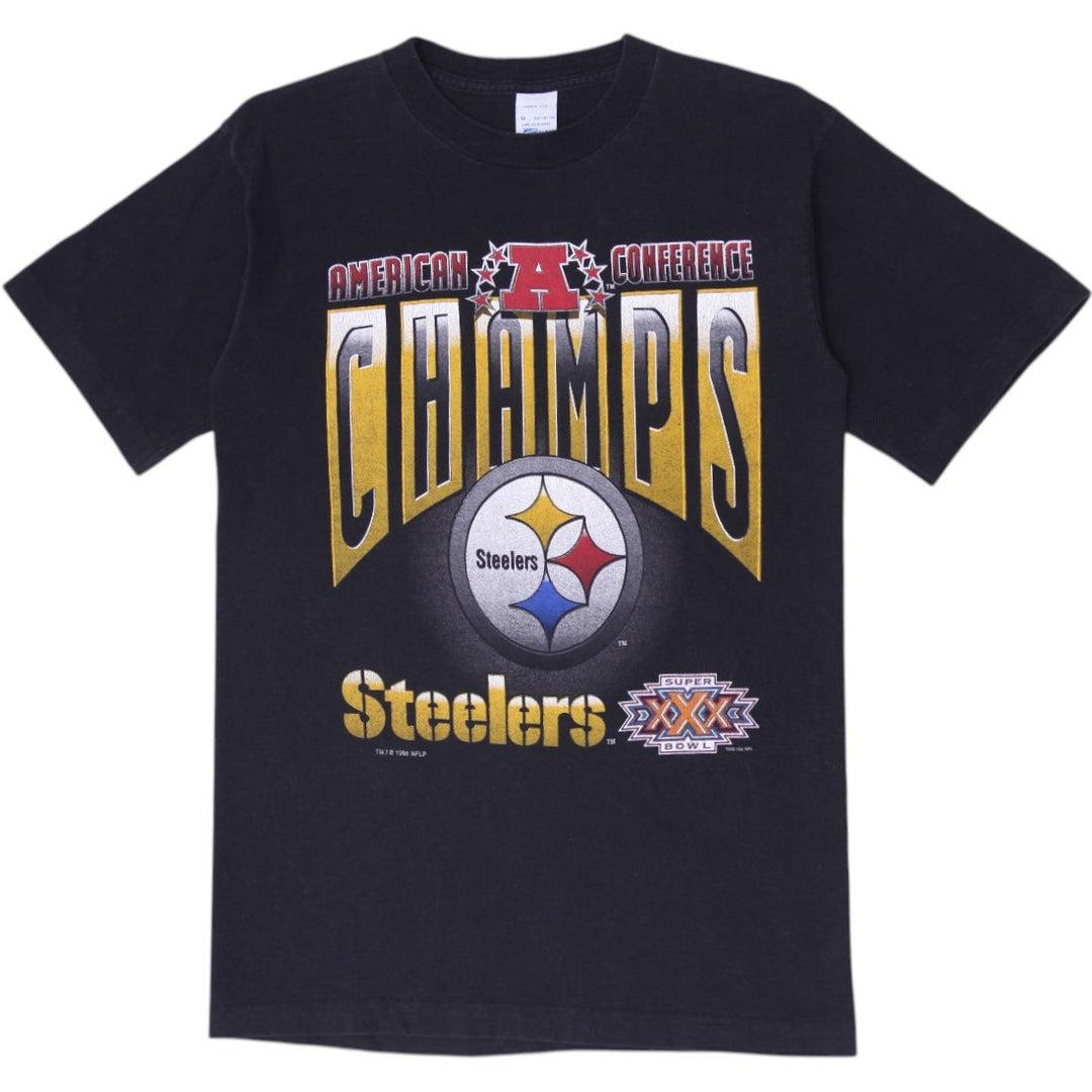 Vintage 90s Pittsburgh Steelers Super Bowl XXX AFC Champs T Shirt Medium Salem Sportswear USA Made