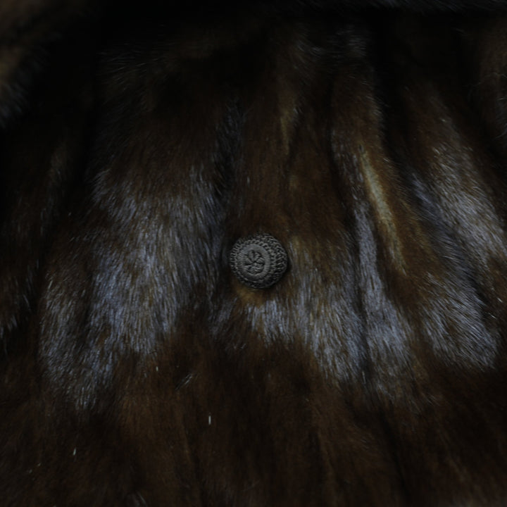 Authentic Pre-Loved Luxurious Helen Smith Mahogany Mink Cape with Oversized Hood