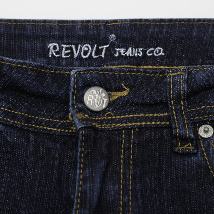 Y2K Ladies Revolt Jeans Blue Butterfly Embroidered Denim