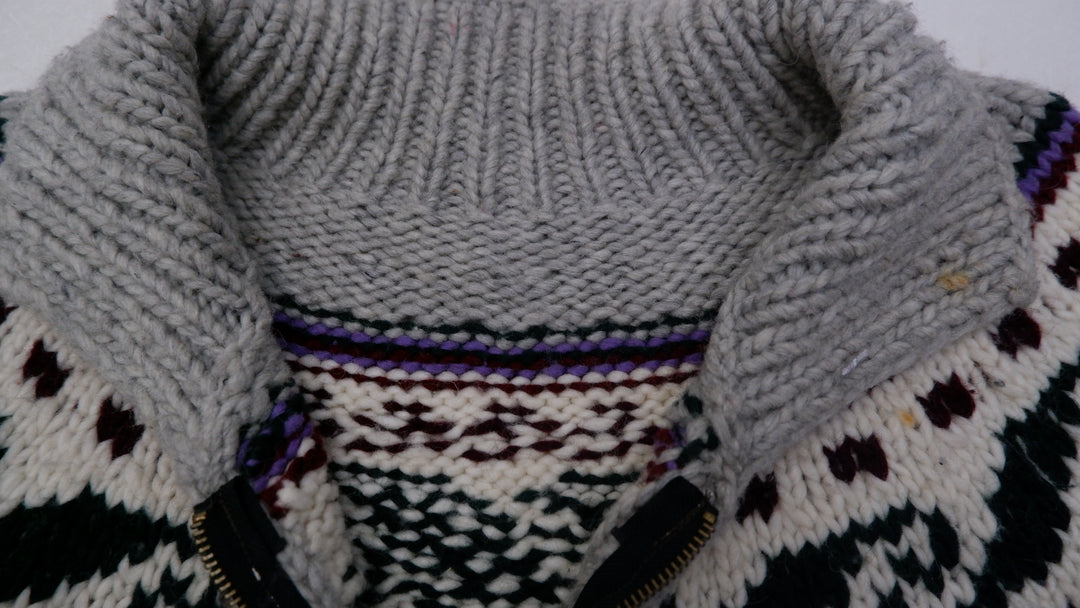 Vintage Fair Isle Design Hand Knit Zipper Sweater