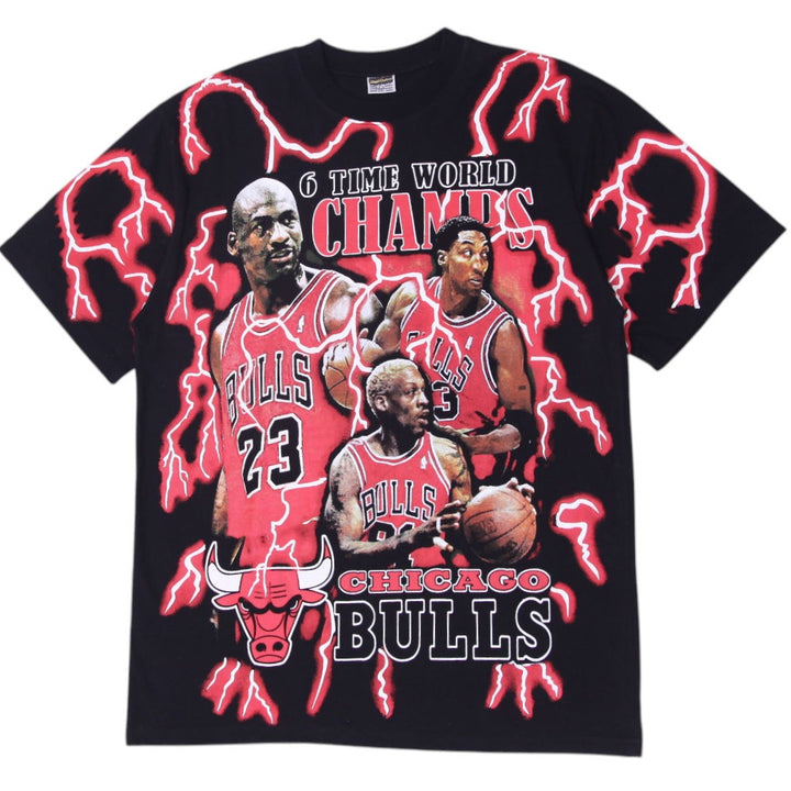 Mens Chicago Bulls 6 Time Champions NBA Boot Leg Lightning T-Shirt Size 2XL | Migration_T-Shirts | Fashion Rerun