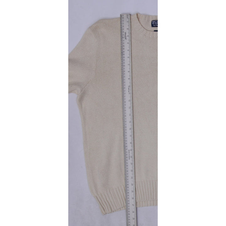 Vintage Mens Ralph Lauren Off White Cotton Logo Sweater Size L | Migration_Knitwear & Sweaters RL Collection | Fashion Rerun