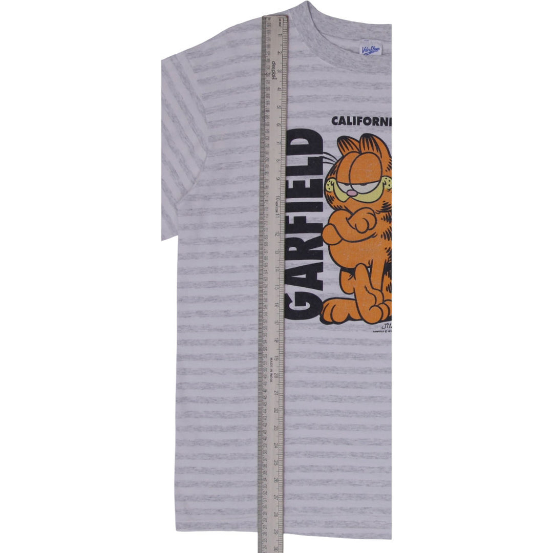 Vintage Mens Velva Sheen Garfield Striped Graphic T-Shirt Size L
