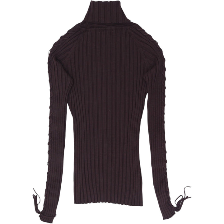 Y2K Womens BELLDINI Brown Ribbed Sweater Turtleneck Knitwear