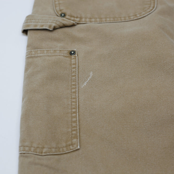 Mens Carhartt B136 Double-Knee Carpenter Pants Distressed Brown Washed Duck