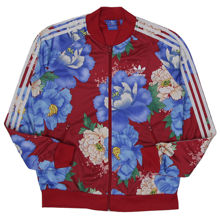 Ladies Embroidered Adidas Logo Chita Floral Zip Up Track Jacket