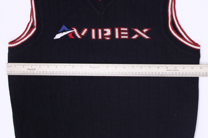 Vintage Mens 90s Avirex Cable-Knit Sweater Vest Size L