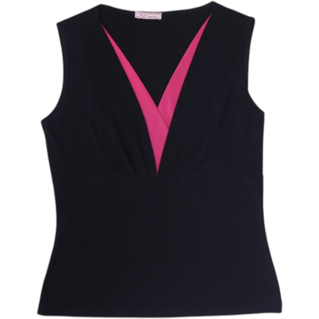 Y2K Ladies Vohl Petite Sleeveless Top Black Pink