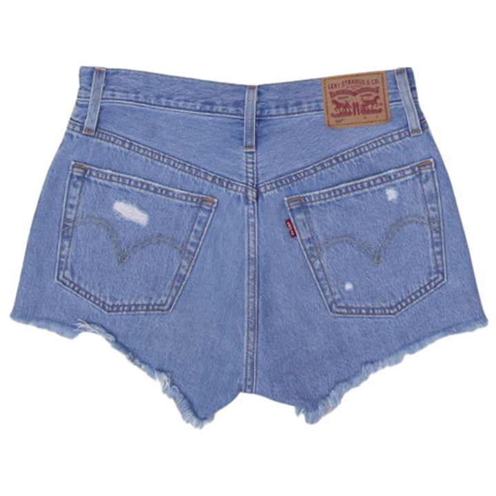 Ladies Levis Ripped 501 Button Fly Denim Shorts