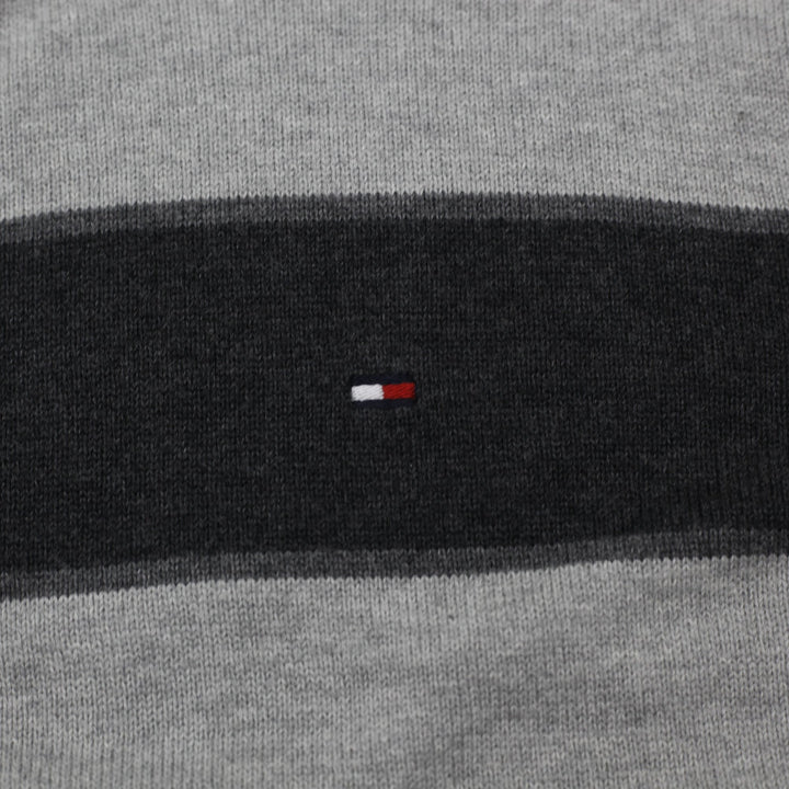 Mens Tommy Hilfiger Gray Black Stripe Cotton Crewneck Sweater