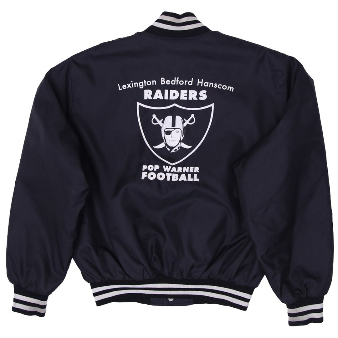 Vintage Mens Birdie Raiders Jacket Black Embroidered Football Made In USA
