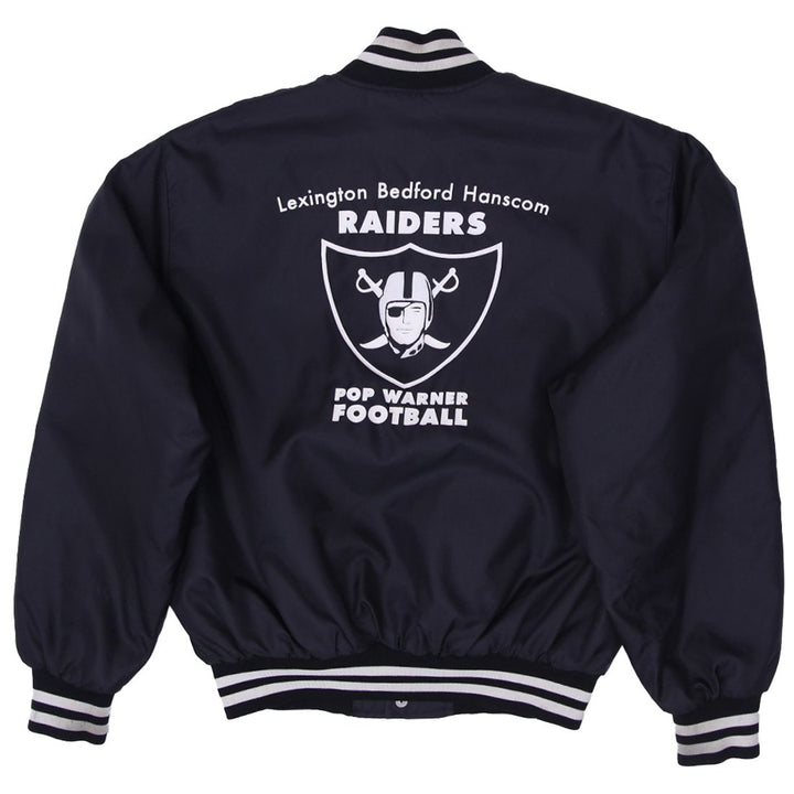 Vintage Mens Birdie Raiders Jacket Black Embroidered Football Made In USA