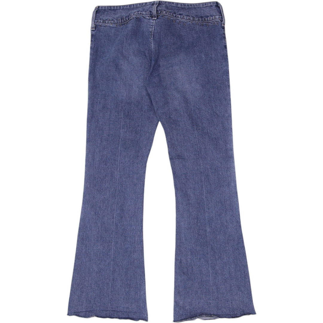 Y2K Ladies Silver Jeans Lace-Up Vintage Flare Denim Jeans Size 30 | Migration_Jeans & Pants - Side View | Fashion Rerun