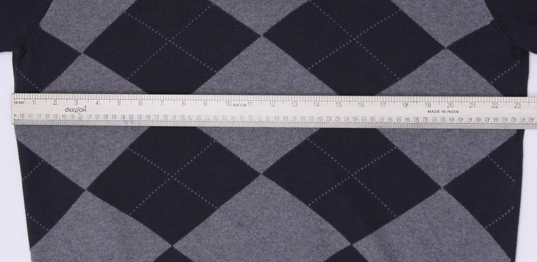 Mens Lacoste V-Neck Argyle Long Sleeve Sweater